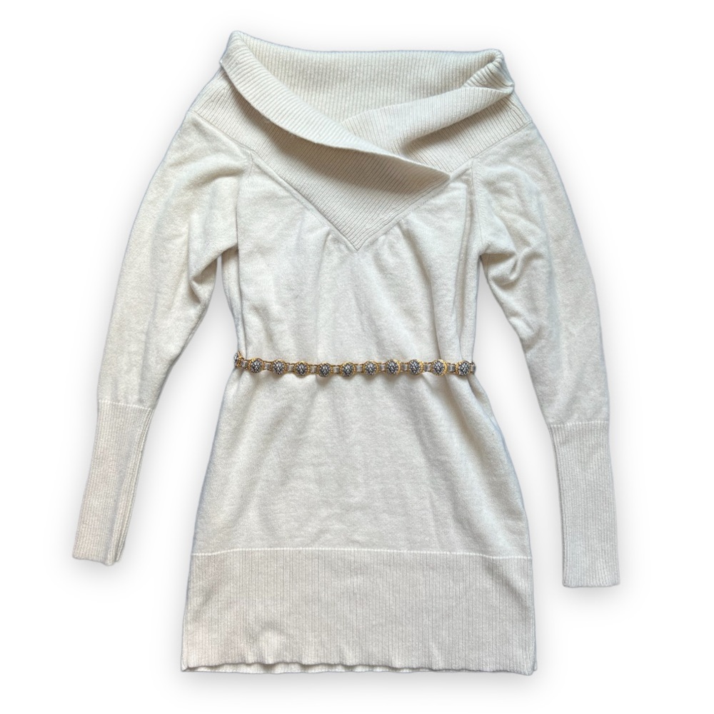 Stella McCartney Off the Shoulder Sweater Dress in Ivory | Size 38
